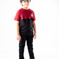 Kids Black & Burgundy Short Sleeve T-Shirt Crew Neck