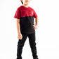 Kids Black & Burgundy Short Sleeve T-Shirt Crew Neck
