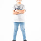 Kids Grey Short Sleeve T-Shirt Crew Neck