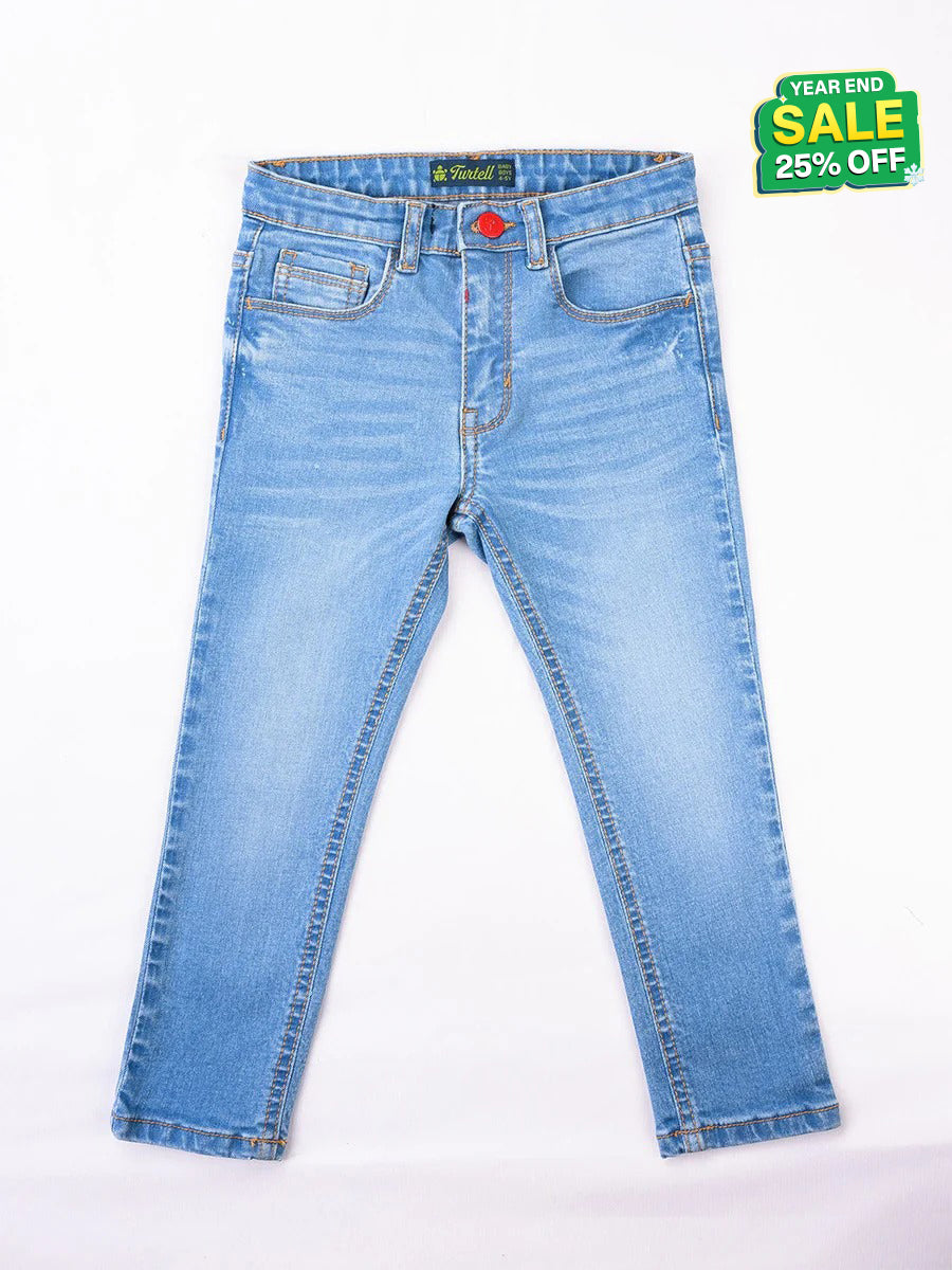 Turtell Kids Light Blue Washed Slim Fit Jeans