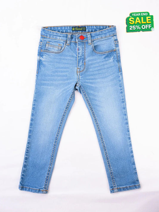 Turtell Kids Light Blue Washed Slim Fit Jeans