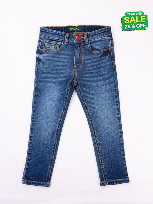 Turtell Kids Blue Washed Stretch Slim Fit Jeans