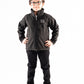 Black Stand Up Collar Soft Shell Kids Jacket