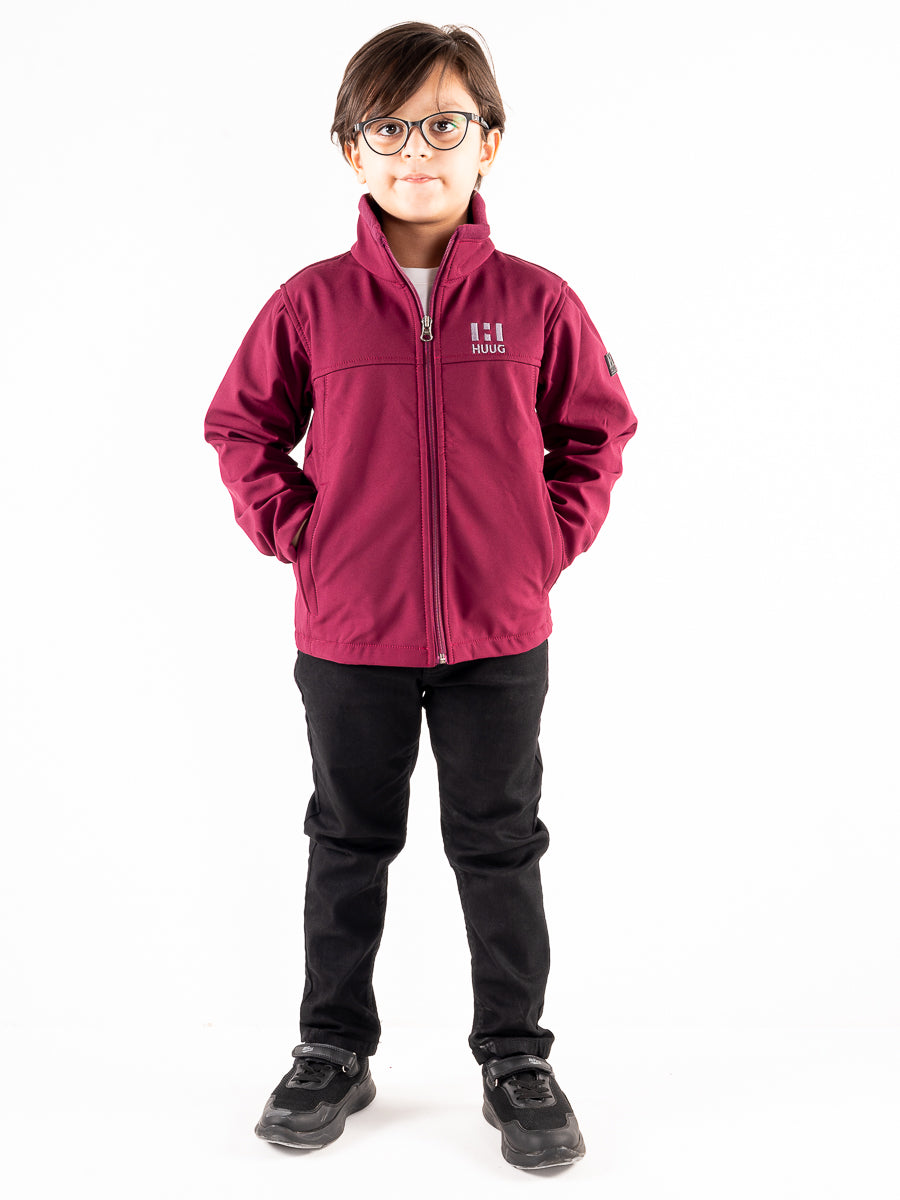 Cardinal Red Stand Up Collar Soft Shell Kids Jacket