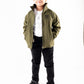 Olive Stand Up Collar Soft Shell Kids Jacket