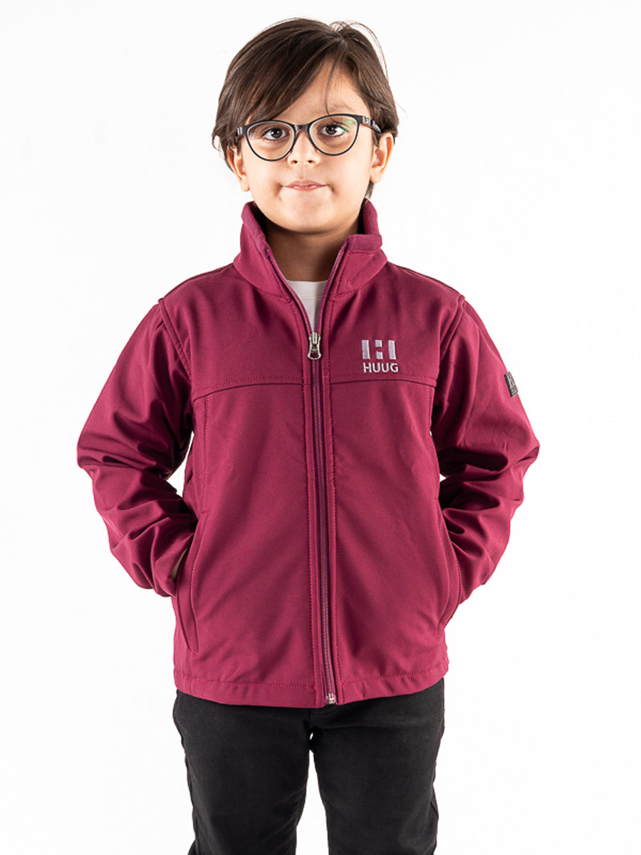 Cardinal Red Stand Up Collar Soft Shell Kids Jacket