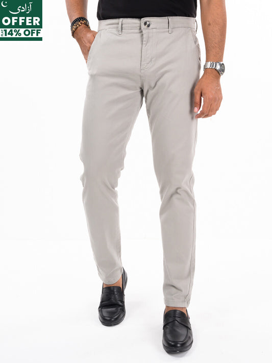 Men's Grey Slim Fit Stretch Chino Pant
