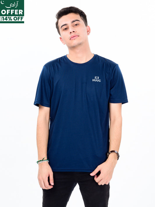 Men’s Navy Blue Custom Fit Crew Neck T-Shirt