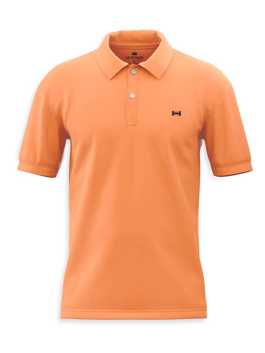 Men's Orange Polo Shirt With Black Undercollar Lining