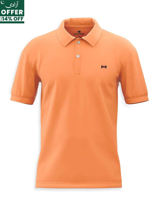 Men's Orange Polo Shirt With Black Undercollar Lining