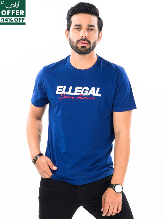 SF Applique Blue Cotton Tee Shirt