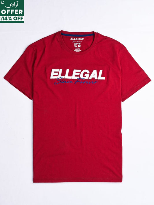 SF Applique Burgundy Cotton Tee Shirt