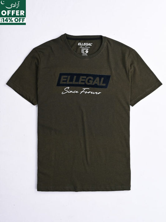 SF Flock Olive Green Cotton Tee Shirt