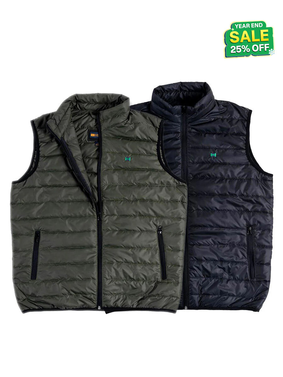 Men Black/Olive Quilted Short Body Slim-Fit Gilet Puffer Jackets - Pack of 2