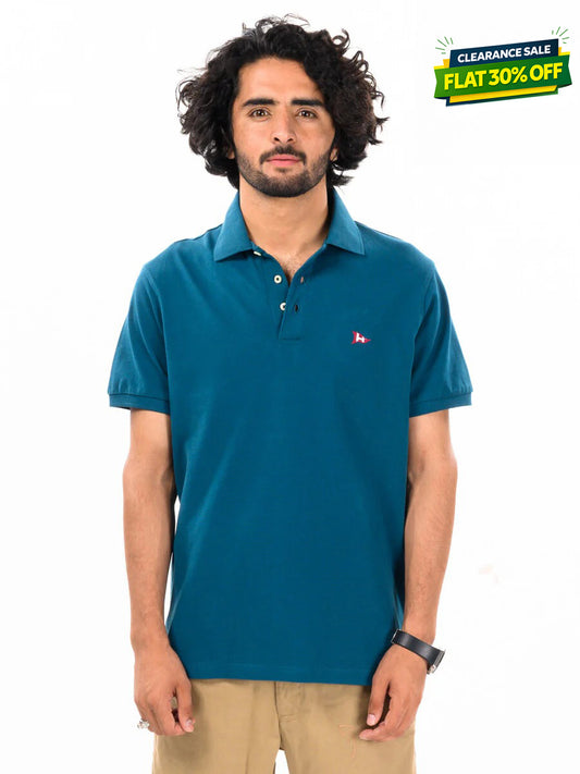 Men's Teal Iconic Mesh Regular Fit Short Sleeve Polo Shirt