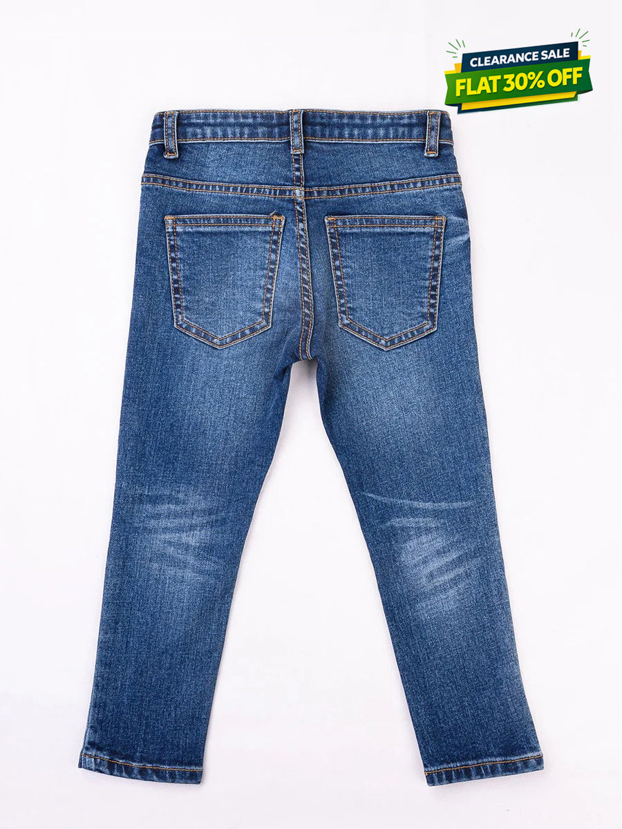 Turtell Kids Blue Washed Stretch Slim Fit Jeans
