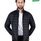 Men Black Short Body Slim-Fit Full-Sleeves Puffer Jacket