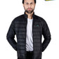 Men Black Short Body Slim-Fit Full-Sleeves Puffer Jacket