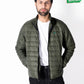 Men Olive Short Body Slim-Fit Full-Sleeves Puffer Jacket