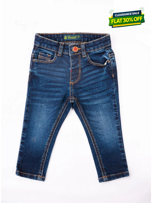 Turtell Kids Blue Medium Washed Slim Fit Jeans