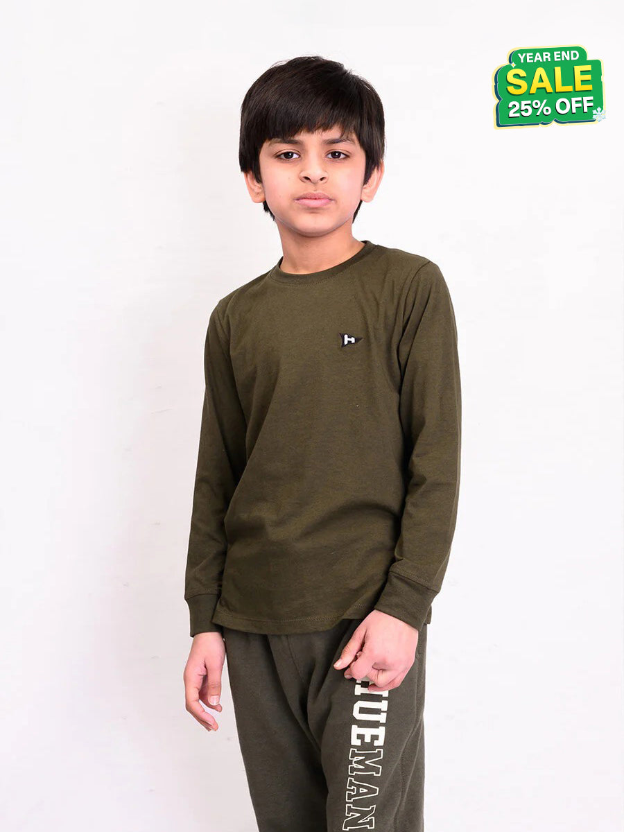 Kids Olive Terry Full Sleeve Sweatshirt
