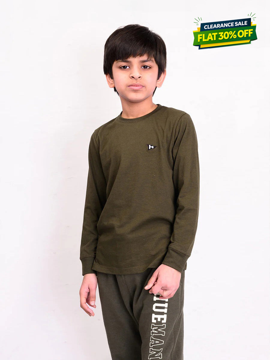 Kids Olive Terry Full Sleeve Sweatshirt