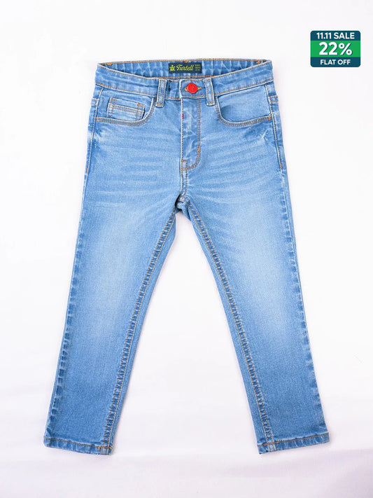 Turtell Kids Light Blue Washed Slim Fit Jeans