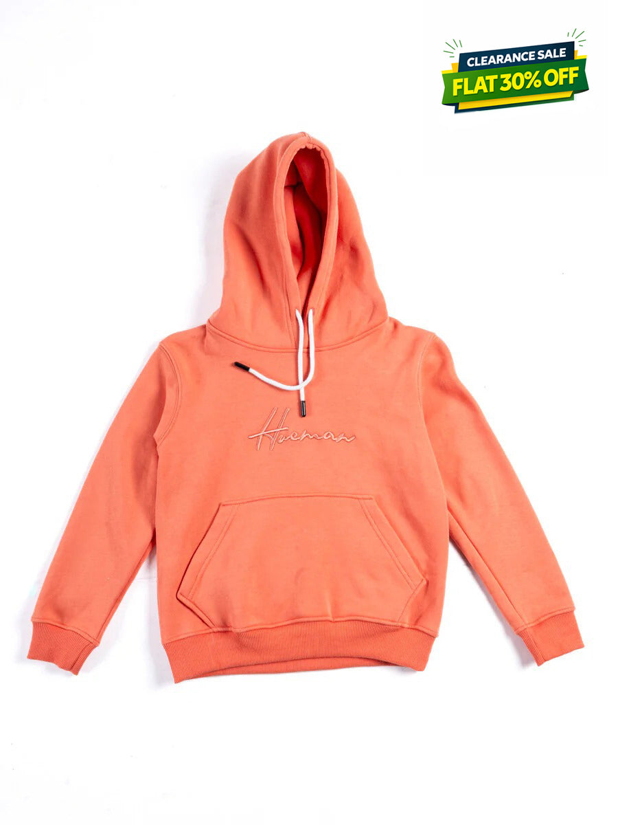 Kids Orange Fleece Pullover Hoodie