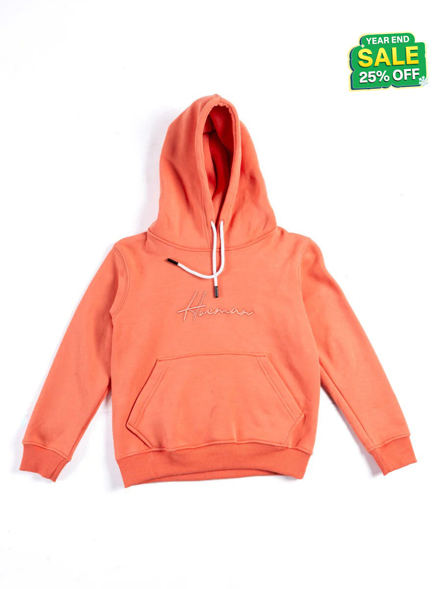 Kids Orange Fleece Pullover Hoodie
