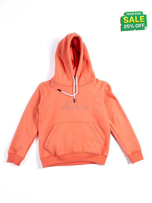 Kids Orange Fleece Pullover Hoodie