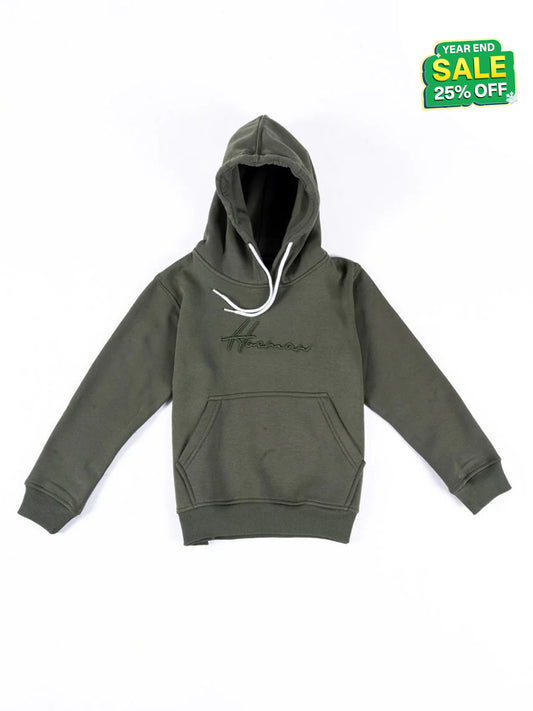Kids Olive Fleece Pullover Hoodie