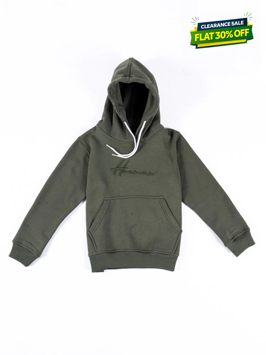 Kids Olive Fleece Pullover Hoodie