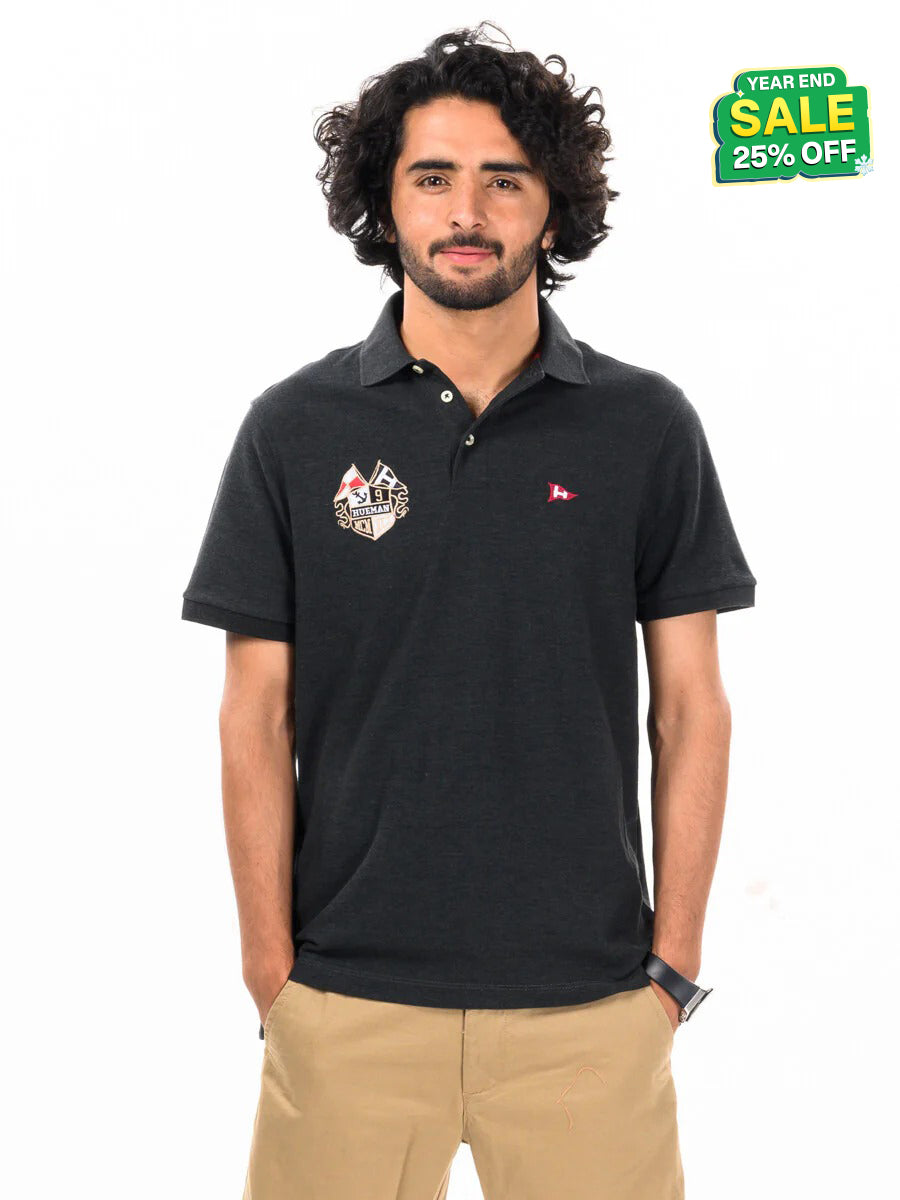 Men's Black Iconic Short Sleeve Polo Shirt