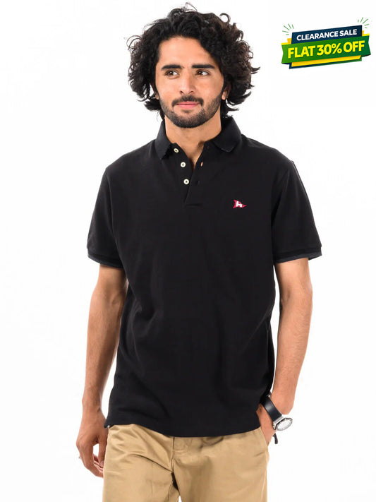 Men's Black Iconic Mesh Regular Fit Short Sleeve Polo Shirt