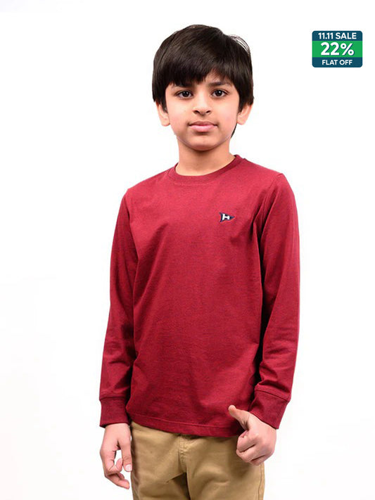 Kids Burgundy Terry Full Sleeve Sweatshirt