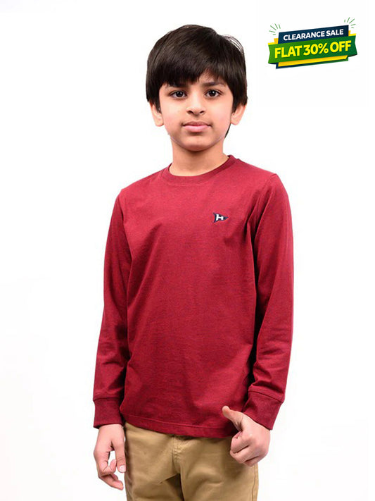Kids Burgundy Terry Full Sleeve Sweatshirt