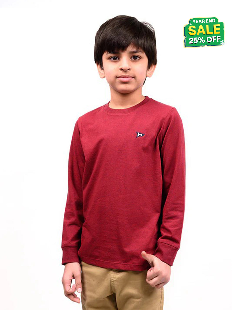 Kids Burgundy Terry Full Sleeve Sweatshirt