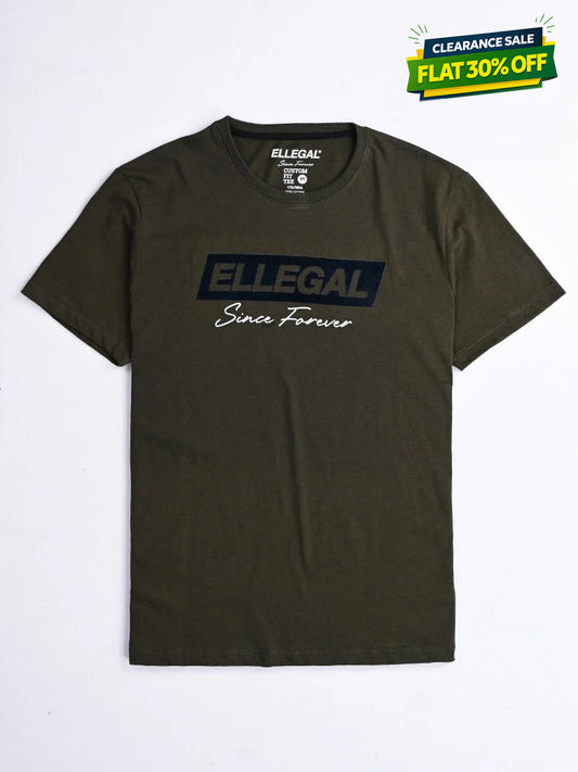 SF Flock Olive Green Cotton Tee Shirt