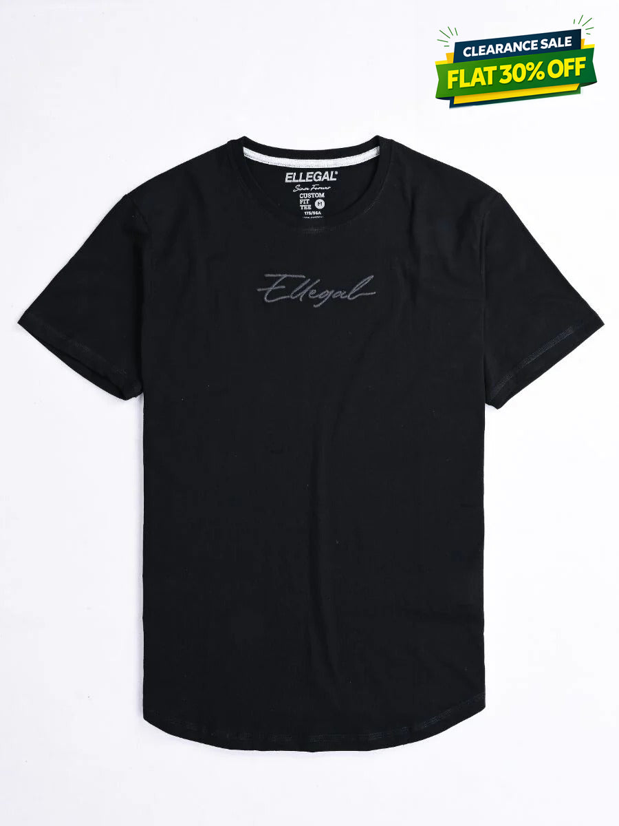 Cally Round Bottom Cotton Tee Shirt - Hash Black
