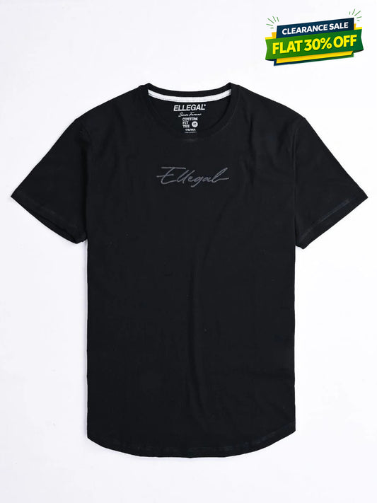 Cally Round Bottom Cotton Tee Shirt - Hash Black