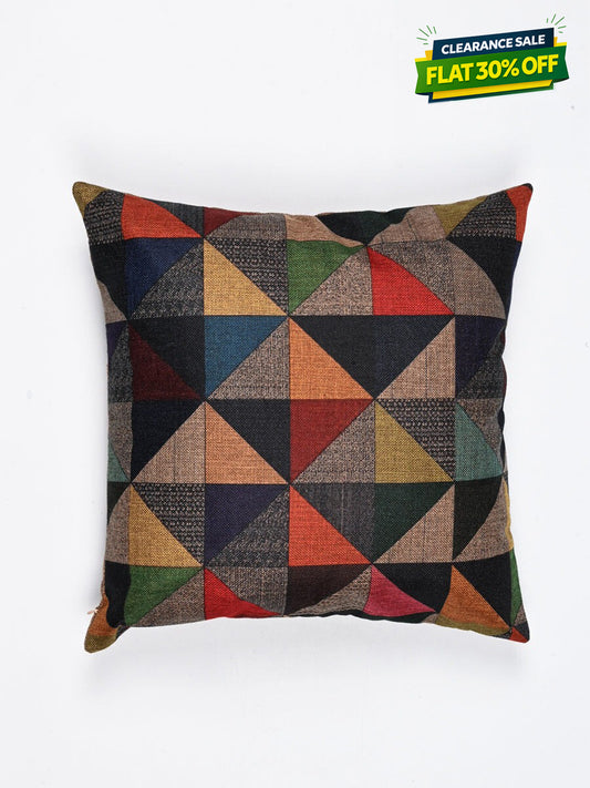 Geometric Pattern Jute Cushion Cover
