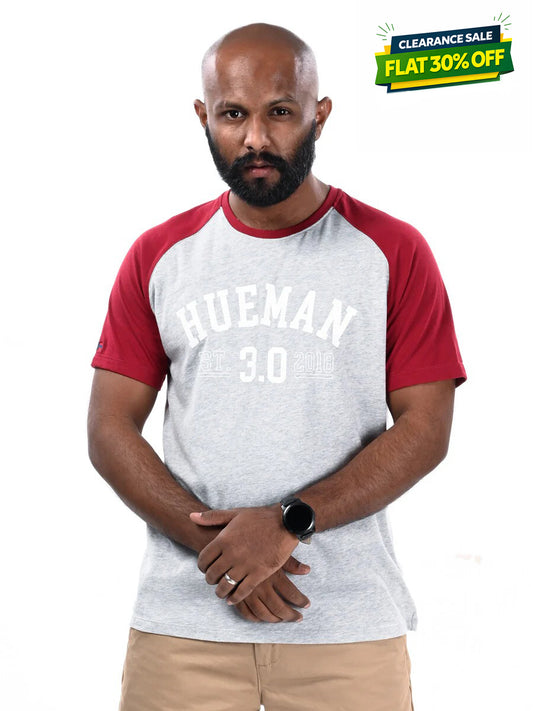 3.0 Grey & Maroon Custom Fit Contrast Tee