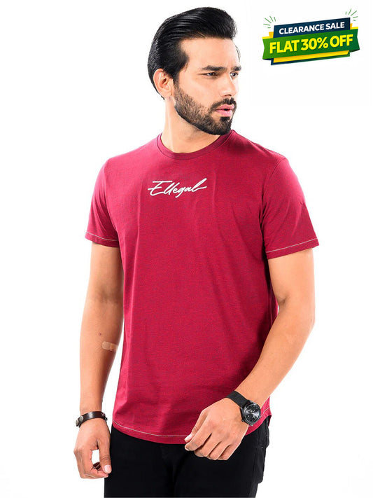 Cally Round Bottom Cotton Tee Shirt - Burgundy