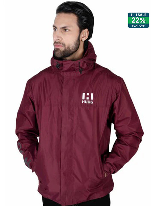 Maroon Hooded Windbreaker Jacket