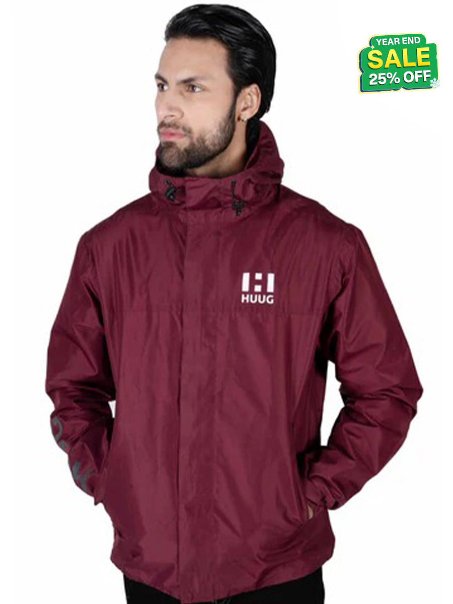 Maroon Hooded Windbreaker Jacket