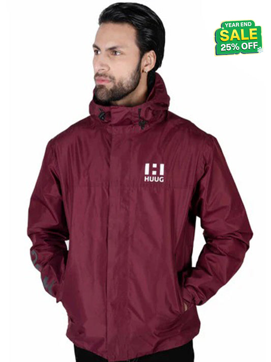 Maroon Hooded Windbreaker Jacket
