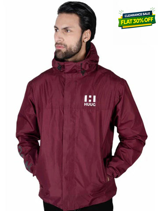 Maroon Hooded Windbreaker Jacket