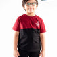 Kids Black & Burgundy Short Sleeve T-Shirt Crew Neck