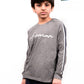 Kids Grey Stripes Full Sleeve Raglan Shirt