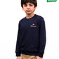 Kids Navy Blue Terry Full Sleeve Sweatshirt